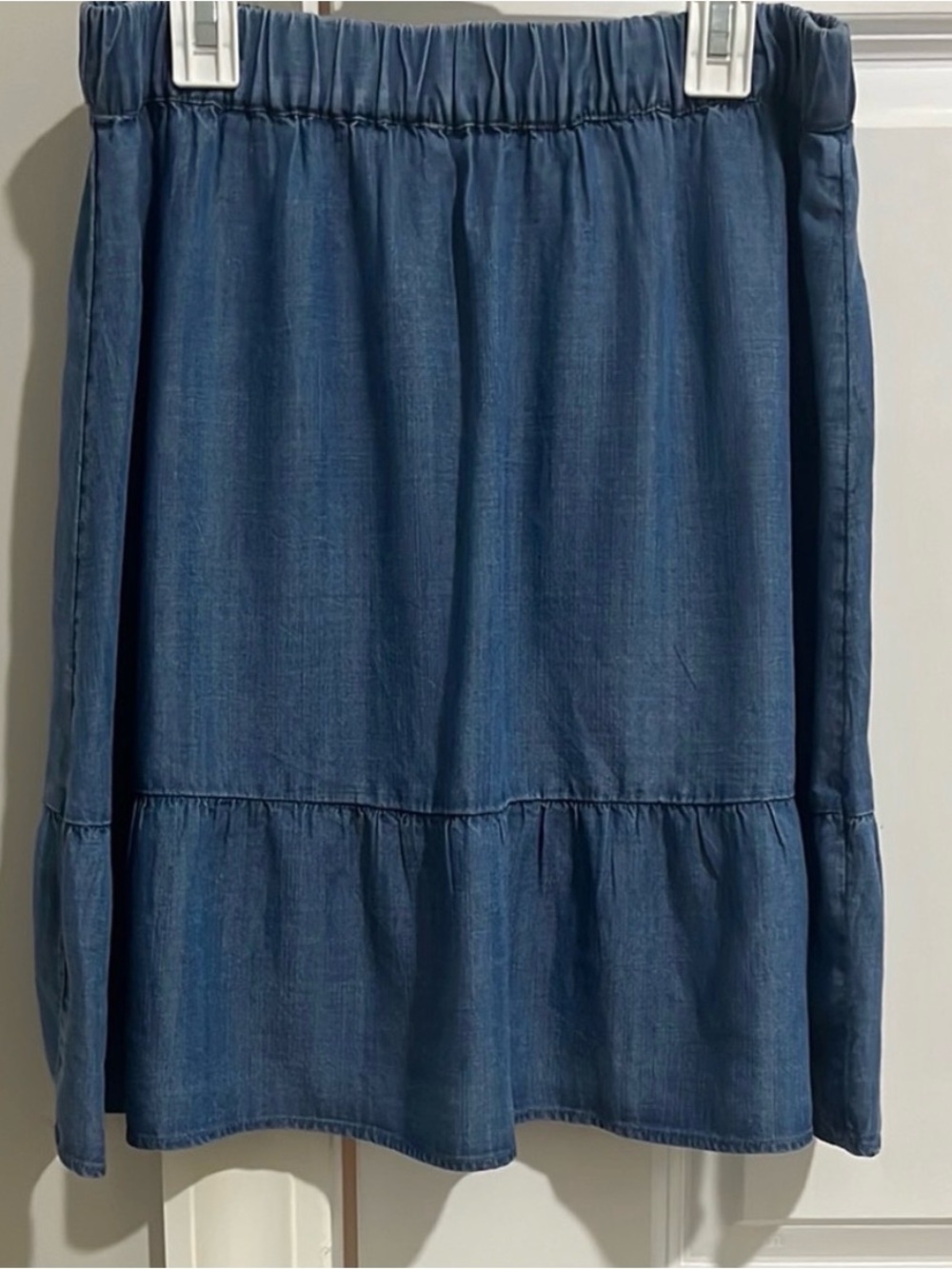 LOFT Dark Blue Tiered Denim A-Line Skirt